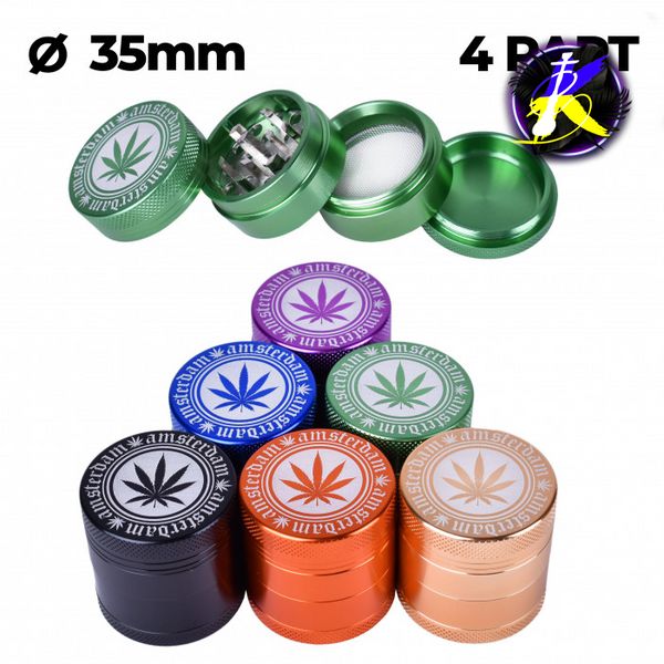 Гріндер металевий Amsterdam Leaf Grinders 4part d:40mm 46343 - фото інтернет-магазина Кальянер