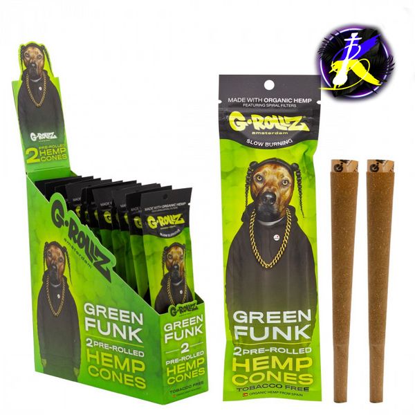 БУМАГА ДЛЯ САМОКРУТОК G-ROLLZ - 2X GRAPE FLAVORED PRE-ROLLED HEMP CONES 93457 - фото интернет-магазина Кальянер