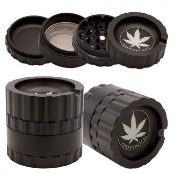 Гріндер металевий Amsterdam Black Grinder 4part d:63mm 98702 - фото інтернет-магазина Кальянер