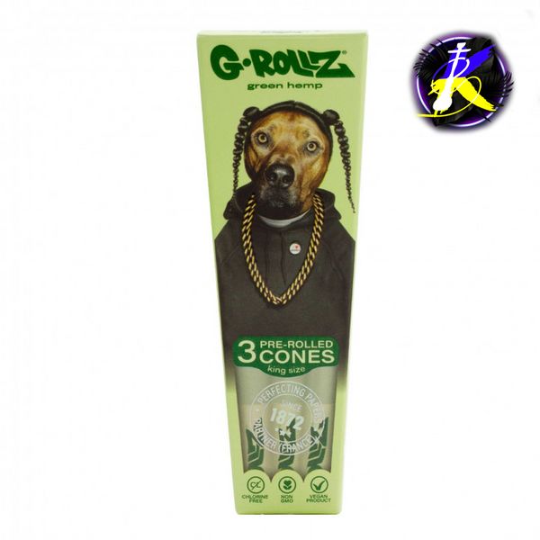 Бумага для самокруток G-Rollz | Pets Rock "Rap" Organic Green Hemp - 3 KS Cones 54747 - фото интернет-магазина Кальянер