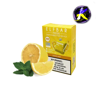 Elf Bar Pi9000 Lemon mint (Лимон мята) Одноразовый POD 914 - фото интернет-магазина Кальянер
