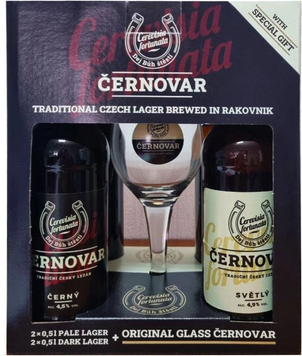 Подарунковий набір пива Cernovar, 4шт. х 0,5л + келих 0,33л 000004769 - фото інтернет-магазина Кальянер