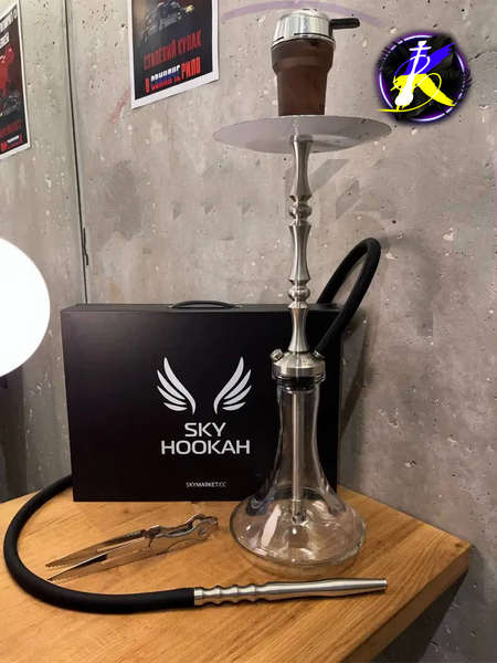 Кальян Sky Hookah Classic Silver в повному комплекті на колбі Craft Clear 65 см 3362 - фото інтернет-магазина Кальянер